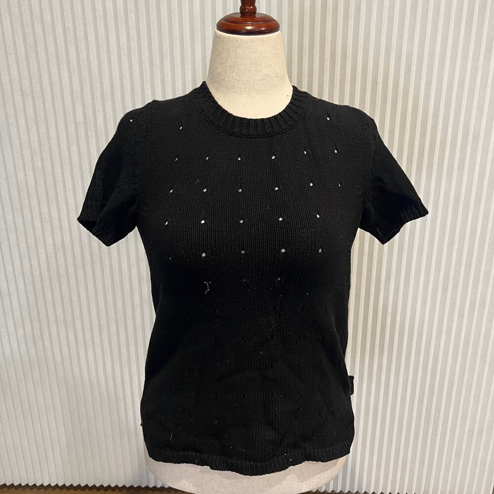A.P.C. RUE MADAME PARIS Women's Short Sleeves Knit Top Size XS In Black